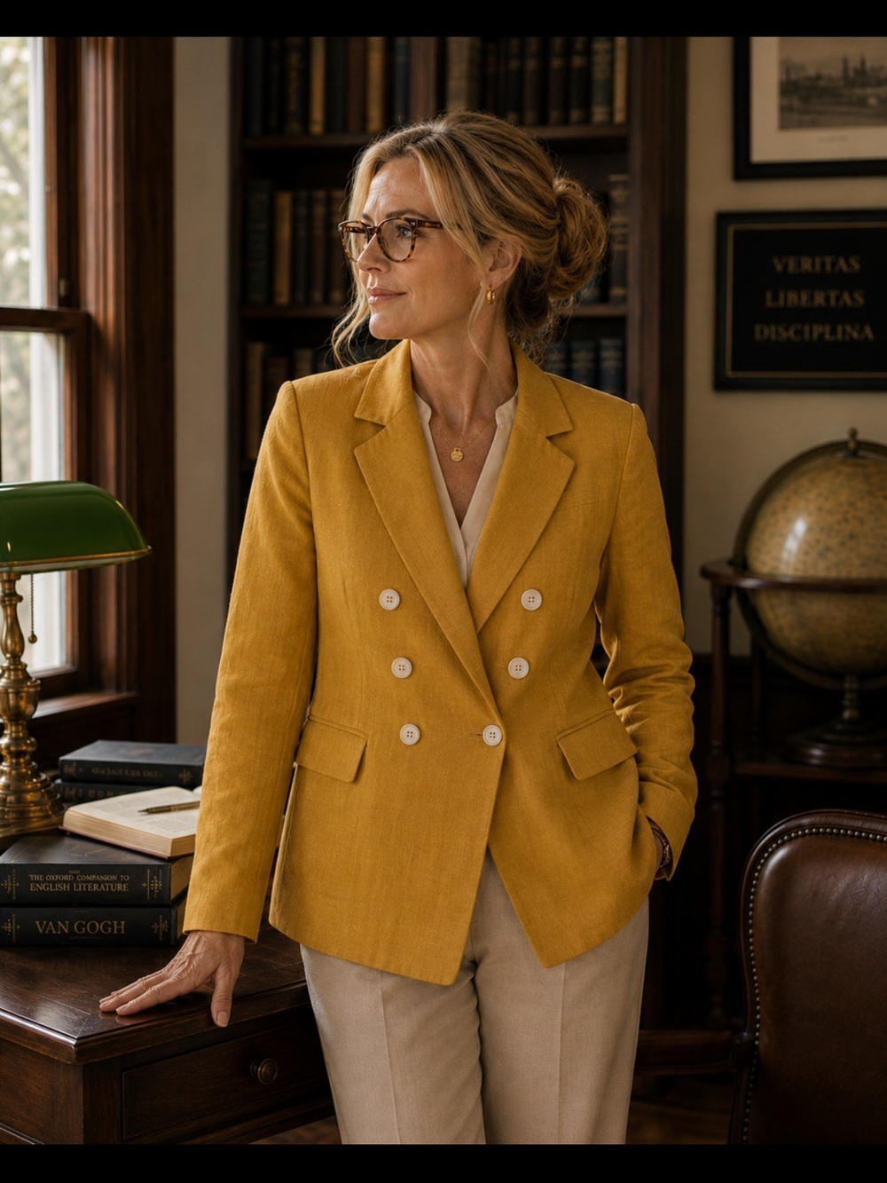 Walter Baker - Mustard/ Yellow Double-Breasted Blazer - size M